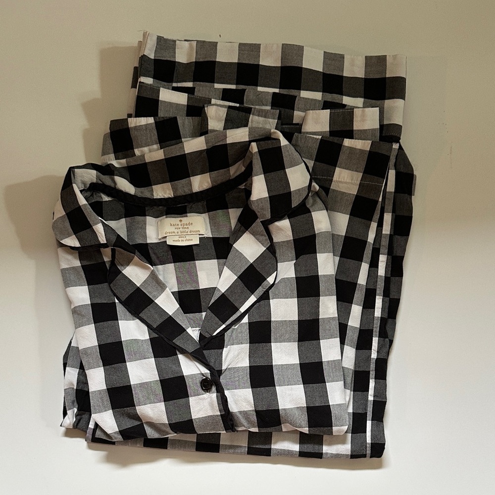 Kate Spade Black and White Checkered Pajama Set